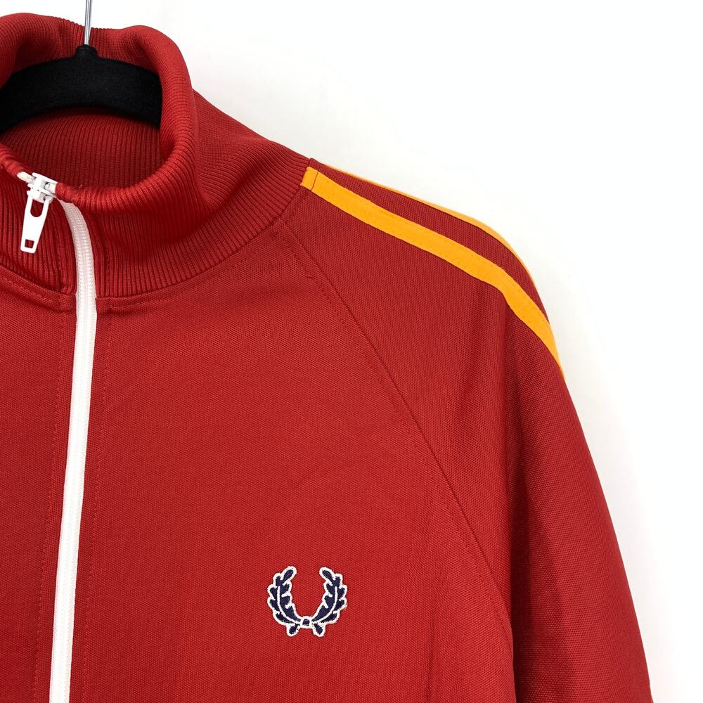Vintage Fred Perry Full Zip Front Track Jacket Mens Size Small Red Yellow Stripe - Picture 3 of 7